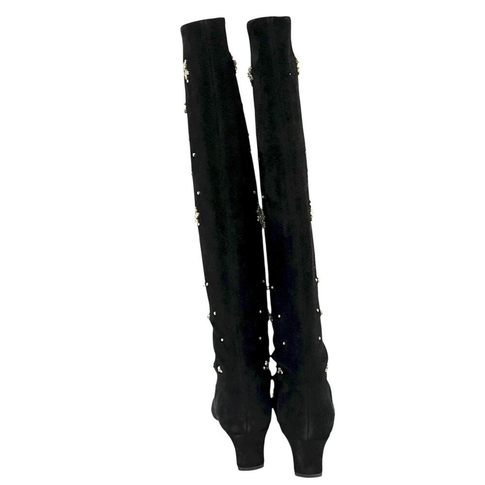 STAUD Wally Black Suede Knee High Boots in Starry Night Embellished - Picture 6 of 10